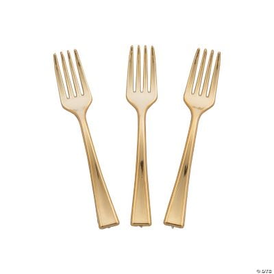Metallic Gold Mini Forks - 50 Ct., Birthday, Party Supplies, 50 Pieces