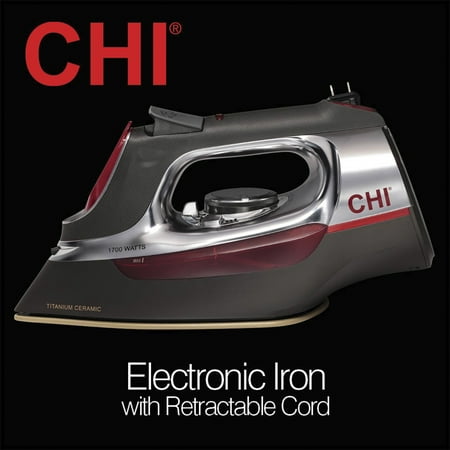 CHI Retractable Cord Iron, Titanium-Infused Ceramic Soleplate, Black, 13106F