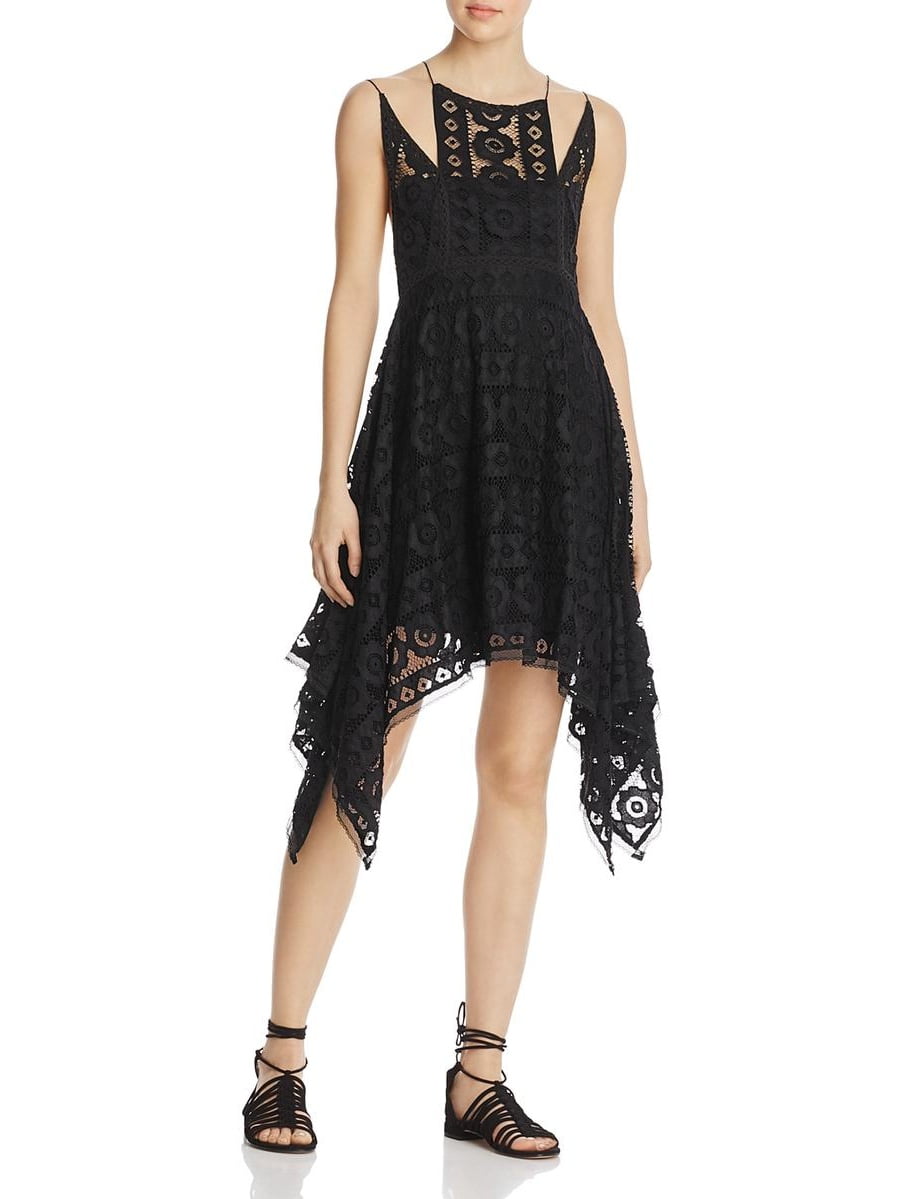 black lace halter dress