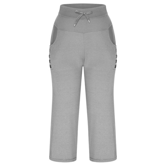 Utoimkio Capri Yoga Pants for Women Summer Casual Stretch Straight Leg Sweatpants High Waisted Drawstring Cropped Yoga Pants for Women