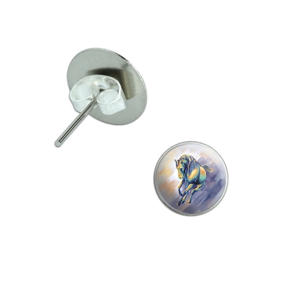Horse Running - Painting Pierced Stud Earrings