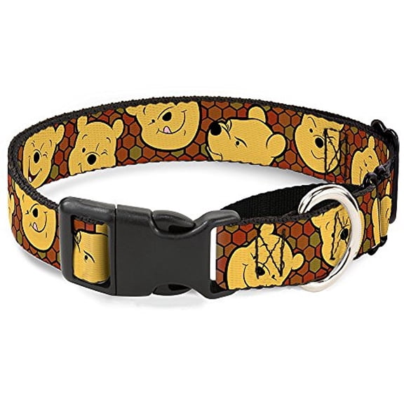 Buckle-Down Winnie The Pooh Expressions Honeycomb Black Browns Disney Martingale Plastic Clip Collar