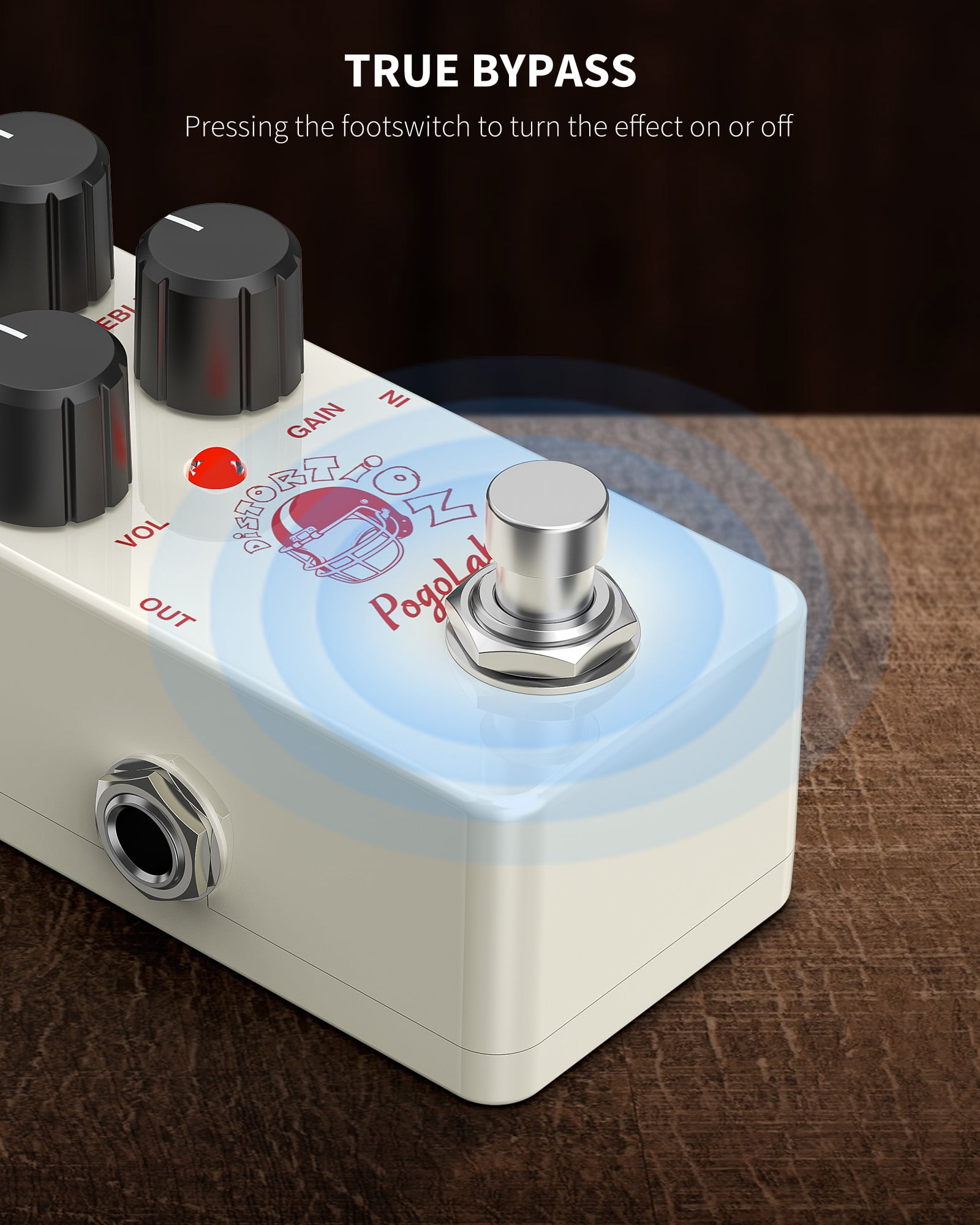 POGOLAB Distortion Guitar Pedal Mini Analog Distortion Pedal Two-Brand EQ Mid and Treble True Bypass DC 9V for Electric Guitar