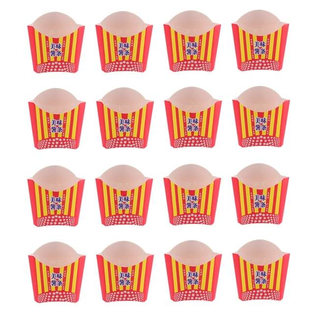 100Pcs Paper Chips Box Disposable Fries Holder Portable Snack Food Box Case Snack Packaging Supplies for Home Shop (Star Pattern)