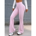 thumbnail image 4 of Workout Leggings Womens No Front Seam Straight Leggings High Waist Gym Yoga Pants Pink M, 4 of 7