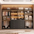 thumbnail image 3 of Homieasy 57.3'' W 2-Piece Closet Organizer System with Drawers and Hanging Rods, Black, 3 of 7