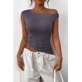 thumbnail image 3 of AIR-Womens 2025 Summer Off The Shoulder Crop Tops Sleeveless One Shoulder Ruched Asymmetrical Y2K Going Out Tank Top, 3 of 4