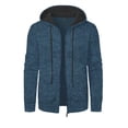 thumbnail image 3 of Men's Zip Up Hoodie Knit Cardigan Long Sleeve Sweater Jacket with Pockets Casual Sherpa Fleece Lined for Winter, 3 of 4
