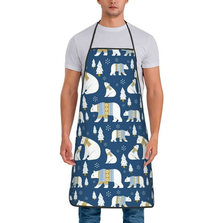 

Gaeub cute winter bear Print Apron for Men and Women Waterproof Apron for Cooking Dishwashing Lab Butcher Dog Grooming