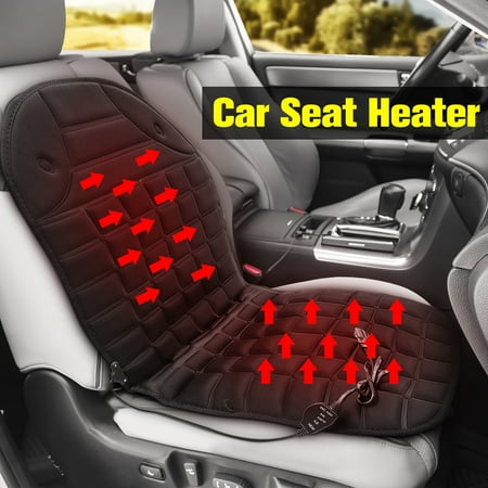 - 12V Universal Car Heated Seat Cover Cushion Heating Warmer Pad Hot High/Low Adjustable Temp & Thermostatically Controlled Perfect for Cold Weather & Winter Driving