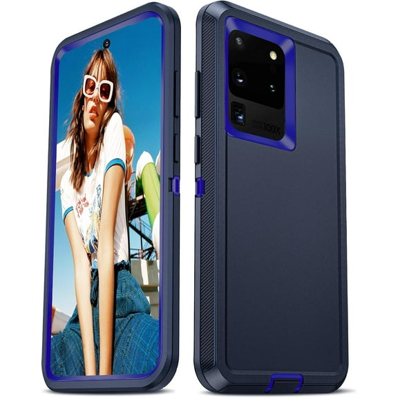 Compatible for Samsung Galaxy S20 Ultra Case: Heavy Duty 3 in 1 Samsung S20 Ultra Case, Military Grade Shockproof Phone Case Cover for Samsung Galaxy S20 Ultra (Blue)