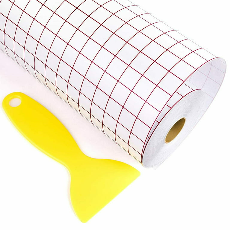 HTVRONT 12 inch x 30 Feet Transfer Tape for Vinyl with Red Alignment Grid Transfer Paper Perfect for Self Adhesive Vinyl for Signs Stickers Decals