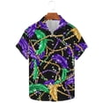thumbnail image 4 of Ceisia Men's Mardi Gras Festive Print Short Sleeve Button-Up Shirt Collection | Feather & Bead Web Button-Up Shirt Gifts, 4 of 7
