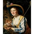 thumbnail image 2 of Gerard van Honthorst 12x14 Gold Ornate Wood Frame and Double Matted Museum Art Print Titled - Shepherdess with Pigeons (1652), 2 of 4