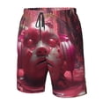 thumbnail image 4 of Balery Surreal Pink Headphones Traje de Baño Estilo Hawaiano para Hombre, Shorts de Secado Rápido con Bolsillos-3X-Large, 4 of 6