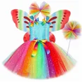 thumbnail image 3 of Disfraz de hada para niñas, vestido de tutú con purpurina y arcoíris con alas de mariposa, para fiestas de cumpleaños de Halloween y princesas, 3 of 5