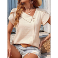 thumbnail image 4 of Blusas de para Mujer, Blusas Informales con Cuello para Negocios, Blusas con Mangas Abullonadas, Ropa de Trabajo Holgada de Verano. Albaricoque XXL, 4 of 9