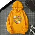 thumbnail image 2 of Wang6 Black Oversized Graphic Hoodies for Womens Loose Fit Floral Printed Pullovers Sweatshirts Teen Girls Trendy Fall Long Sleeve V Neck Tops with Pocket Yellow XL, 2 of 3