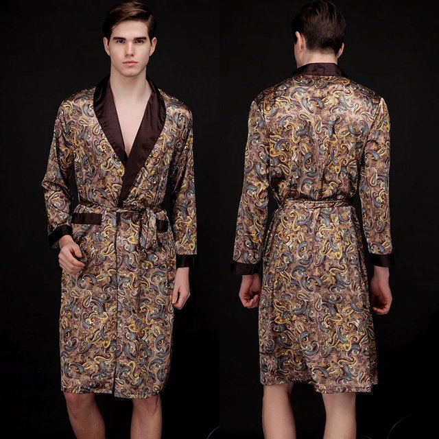 Ropa de dormir de seda, ropa de dormir de seda helada para hombres, ropa de dormir de manga larga para hombres, batas de baño, ropa para el hogar