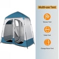 thumbnail image 4 of 2 Room Pop Up Privacy Shower Tent 7.5 FT Changing Room Tent with Floor and Carry Bag, Sun Shade Canopy Outdoor Rain Shelter for Portable Toilet, Camping, Dressing, Hiking, Beach (Blue and White), 4 of 9