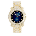 thumbnail image 4 of Charles Raymond Blinged Out Ultimate Gold Hip Hop Royalty Mens Iced Out Wristwatch w/Easy Reader Roman Numeral Bright Colored Dial - L0504 DX - BLUE - GOLD, 4 of 5