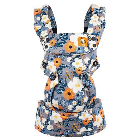 Baby Tula Explore Baby Carrier 7 ? 45 lb, Adjustable Newborn to Toddler Carrier, Multiple Ergonomic Positions, Front and Back Carry, Easy-to-Use, Lightweight ? French Marigold, Blue-Gray