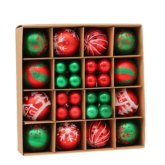 Dsscvnef Christmas Ornament New Decoration 44 PCS Christmas Coloured Drawing or Pattern Ornaments Christmas Tree Ornament Small Decorative Christmas Trees Glass Easter Home Decorations