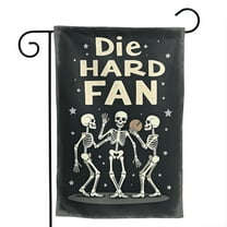Die Hard Skeleton Football Polyester Garden Flag 12.5x18 Inch - Double Sided Halloween Fall Outdoor Decor