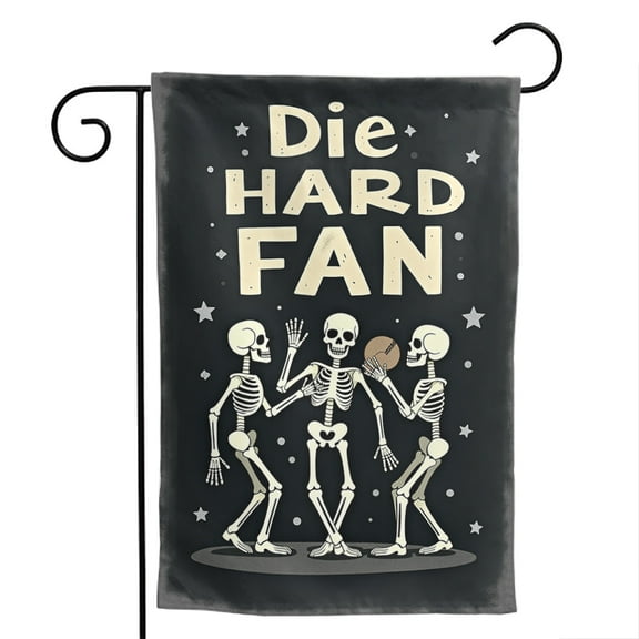 Die Hard Skeleton Football Polyester Garden Flag 12.5x18 Inch - Double Sided Halloween Fall Outdoor Decor