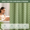 thumbnail image 6 of Zrodlmo Tufted Striped No Hook Shower Curtain, Water-Repellent Washable Boho Fabric Bathroom Curtain, 71" x 74", Green, 6 of 7