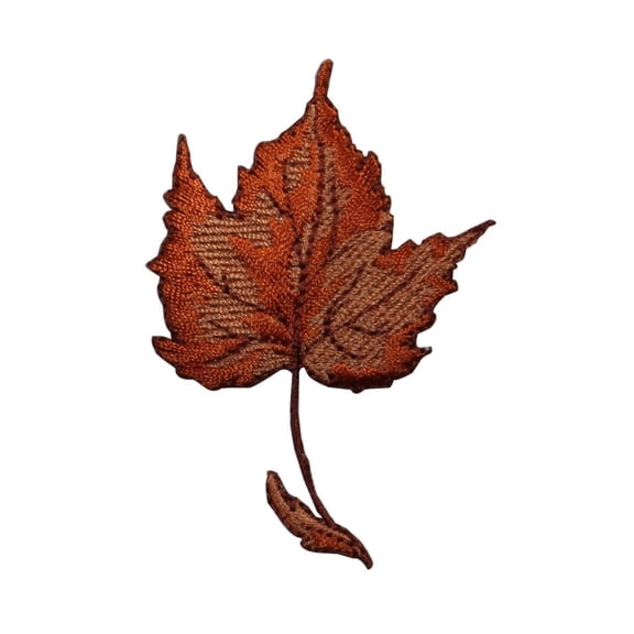ID 7154 Dried Maple Tree Leaf Patch Autumn Nature Embroidered Iron On Applique