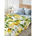 thumbnail image 4 of Lemon Yellow King Size Flat Sheet, Wrinkleproof & Fadeproof Cooling Flat Bed Sheet Only, Country Watercolor Floral Leaf Green White Breathable Soft Bedding Top Sheets 105 x 98 Inches, 4 of 8