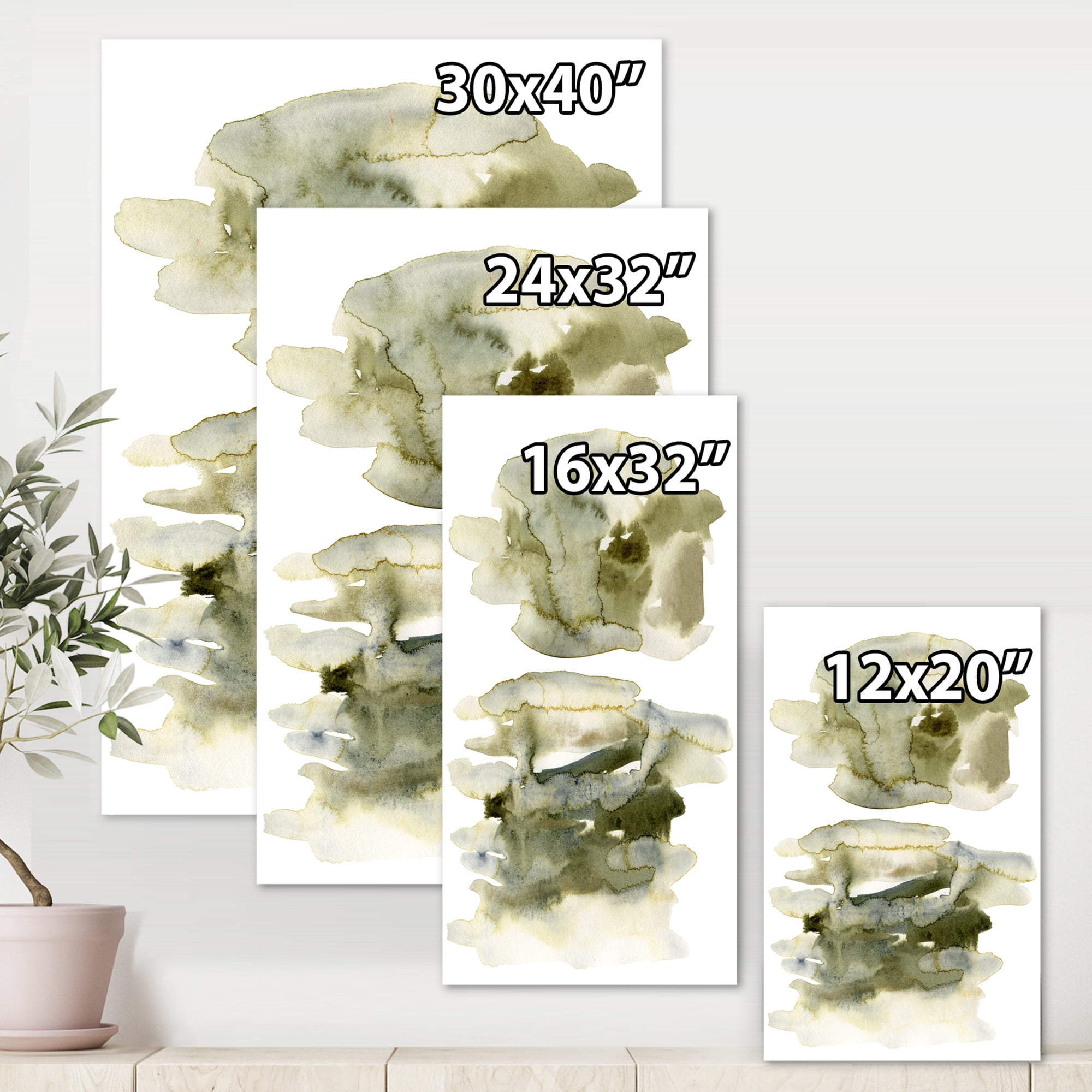 Designart ' Abstract Clouds In Dark Green II ' Modern Canvas Wall Art Print