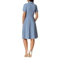 thumbnail image 3 of INSPIRE CHIC Vintage Dresses for Women's 2024 Flat Collar Short Sleeve Fit and Flare Dress M Blue Gray, 3 of 4