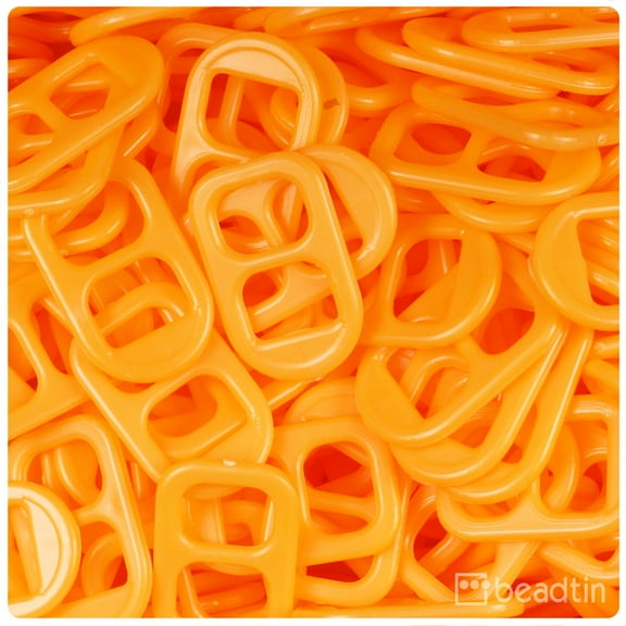 BeadTin Orange Opaque 25mm Plastic Soda Pop Tabs (2oz)