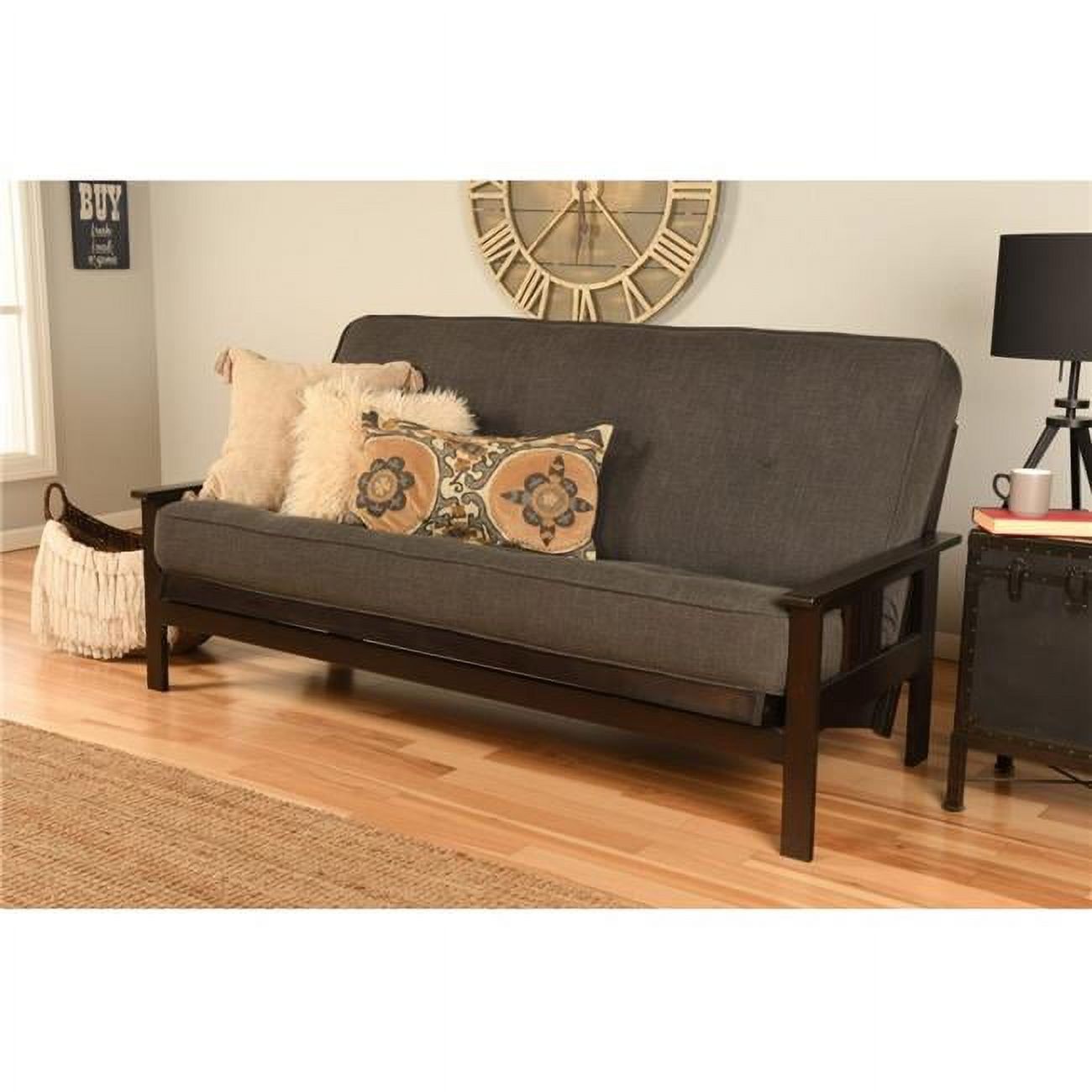 Kodiak Furniture Monterey Frame with Fabric Mattress in Gray Charcoal/Espresso