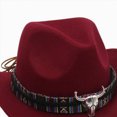thumbnail image 3 of NOLDARES Toddler Boys Cowboy Hat, Western Hat for Kids, Leather Hatband Baby Cowgirl Hat for Girls(Wine,3-8 Y), 3 of 4