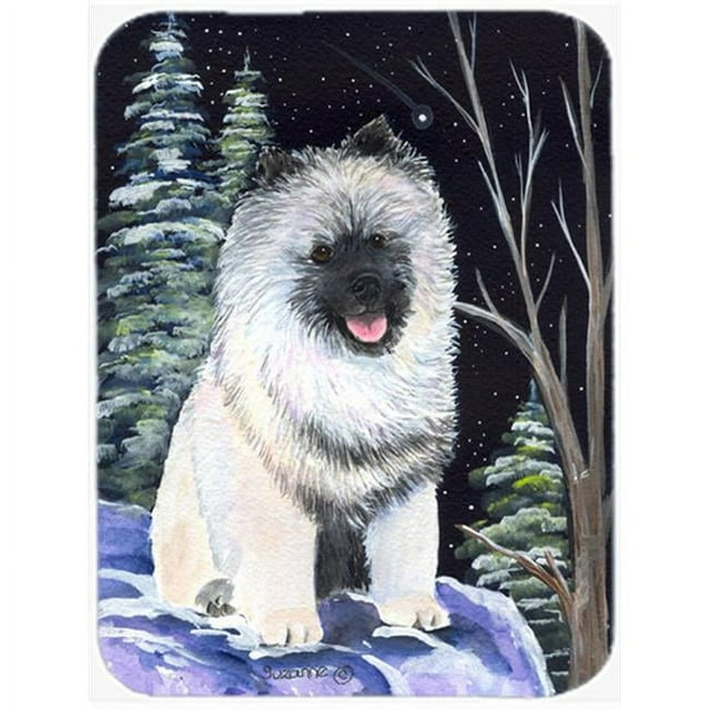 Carolines Treasures SS8404LCB Starry Night Keeshond Glass Cutting Board - Large