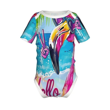 

Yiaed Tropical Flamingo Summer Print Infant Climbing Short Sleeve Onesie One-Piece Baby Bodysuit Clothes 0-12 Months -2 Years