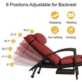 thumbnail image 4 of Wiilayok 2 Piece Outdoor Wicker Chaise Lounge Set, Adjustable Pool Recliner Chairs with Red Cushions and Built-in Side Table for Patio Backyard Poolside, 4 of 8