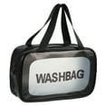 thumbnail image 1 of Bolsas de maquillaje portátiles de doble mano para mujeres Unique Bargains para vacaciones, camping y viajes, de cuero PU negro, 1 of 4