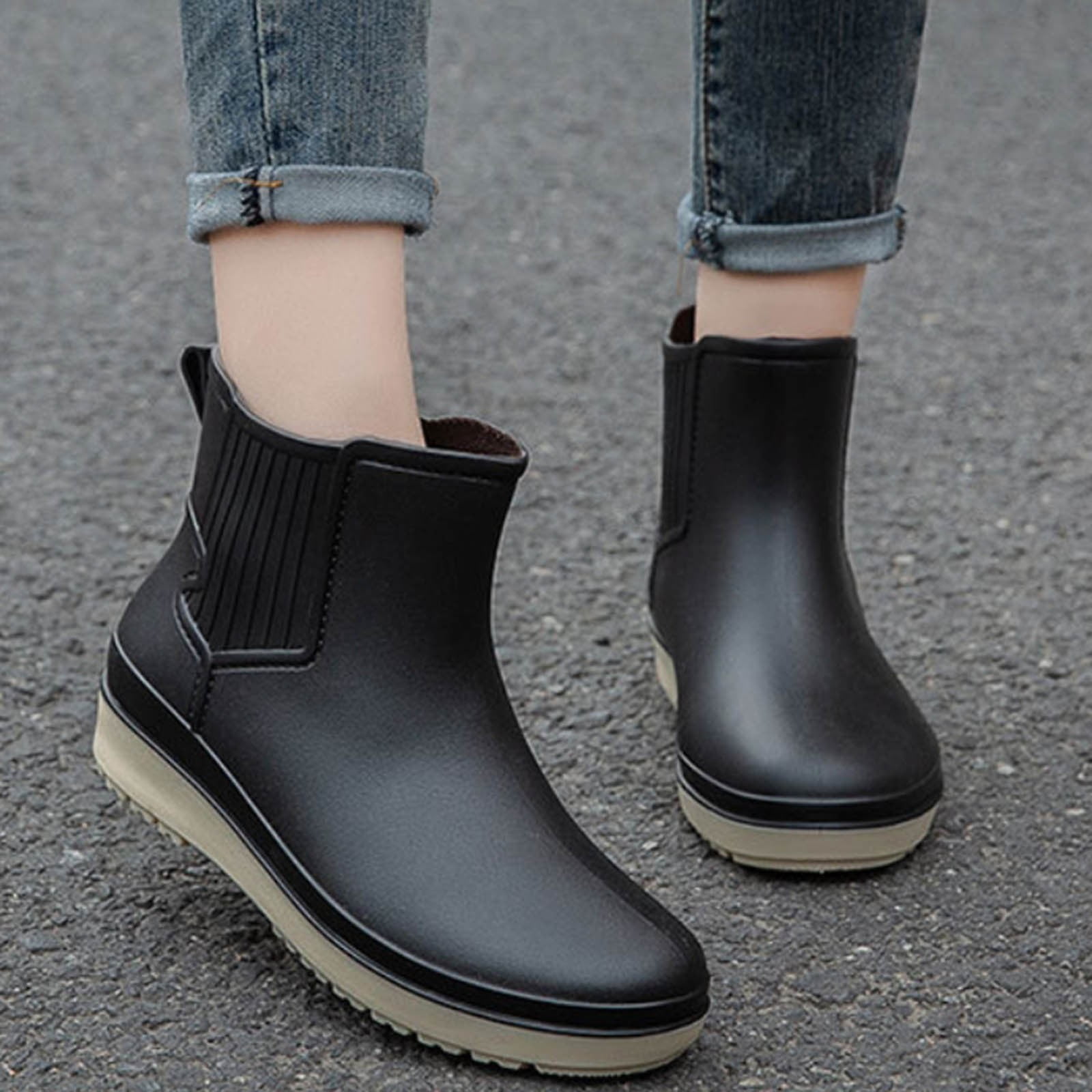 Juosiy Women's Ankle Rain Boots Walking Fishing Rubber Water-proof Outdoor Non Slip Work Shoes