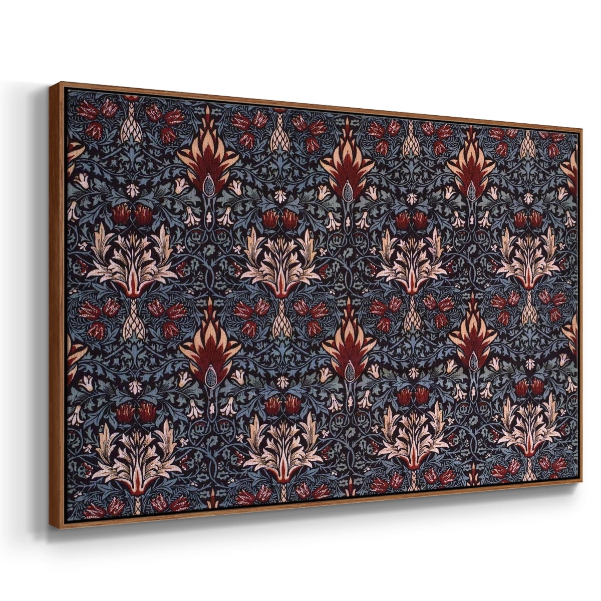 Vintage Abstract Print-LVII Framed in Walnut Wood Gallery Wrapped Canvas 27 in. x 41 in.