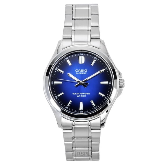 Casio Standard Analog Stainless Steel Blue Dial Solar MTS-RS100D-2AV Men's Watch