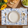 thumbnail image 4 of Navy Blue Coastal Placemats Set of 4, Nautical Ocean Shell Starfish Sea Placemats for Dining Table, Place Mats for Kitchen Tabletop, Waterproof Wipeable Dining Table Mats Set, 4 of 9