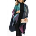 thumbnail image 4 of Hweilai Women's Color Block Shawl Wrap Cardigan Plus Size Poncho Cape Open Front Long Winter Coat, 4 of 7