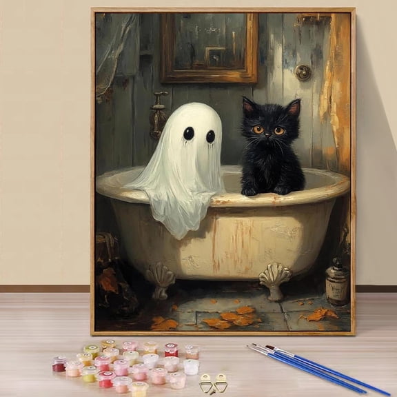 JYLMOOD Paint by Numbers for Adults Kits, DIY Easy Painting by Numbers for Gift Home Wall Decoration 16x20in without Frame - Kitten