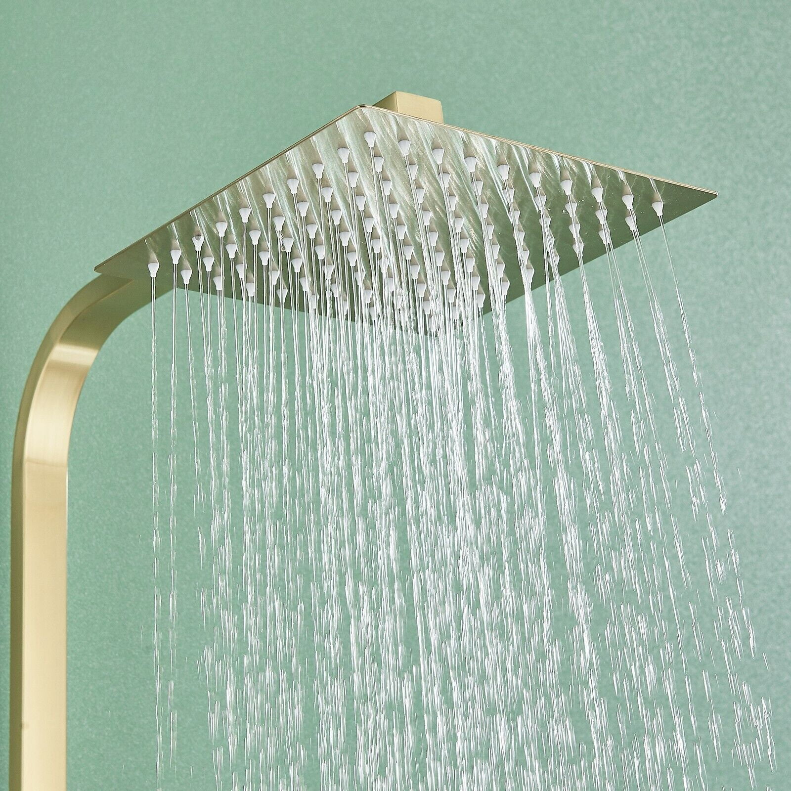 Brushed Gold Shower Faucet set Exposed Shower System 8inch Rain Shower Head Comb