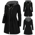 thumbnail image 2 of Skpblutn Women'S Jacket Coats Winter Fall Casual Comfortable Tops Fashion Patchwork Hooded Slim Zipper Up Outwear With Pocket Neck Long Sleeve Plus Size Coat Black L, 2 of 5