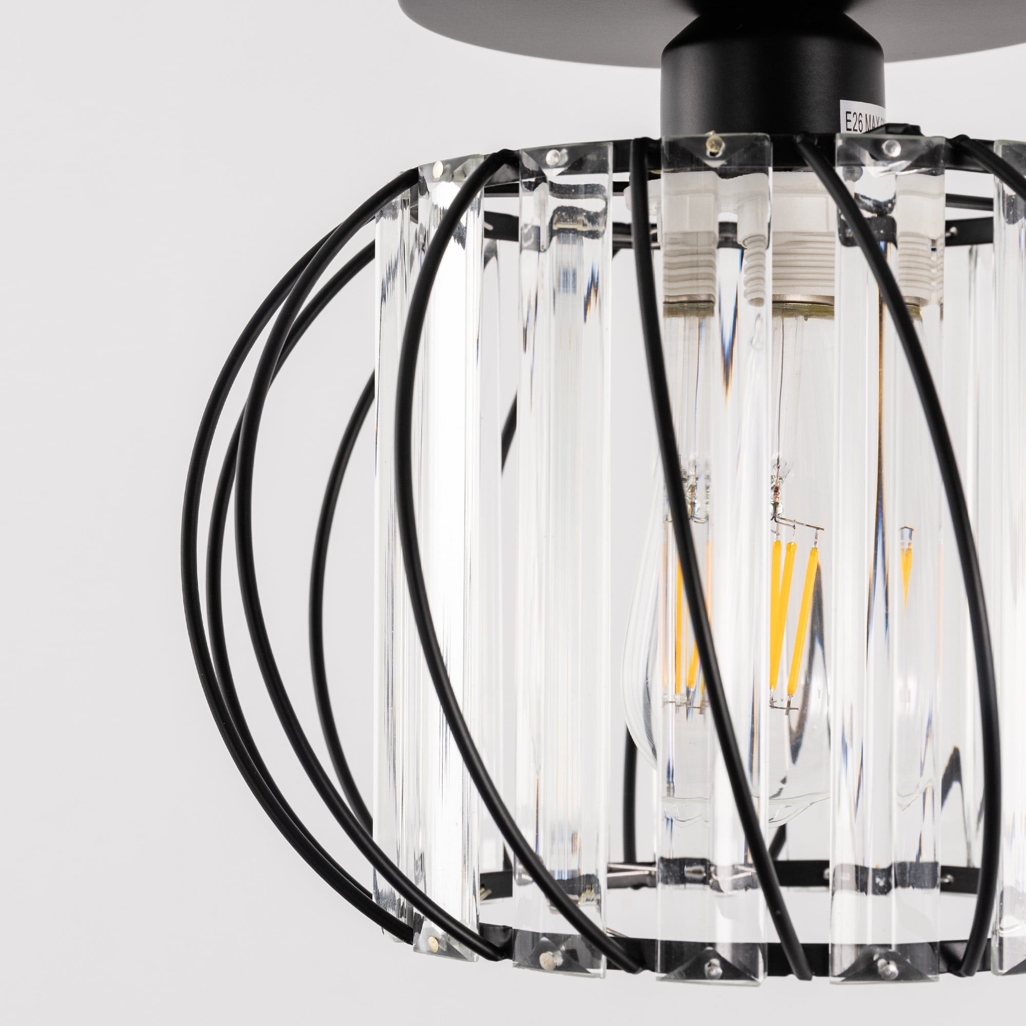 YANSUN 7.08 in 1 Light Black Modern Semi Flush Mount Ceiling Light for Bedroom Foyer Kitchen